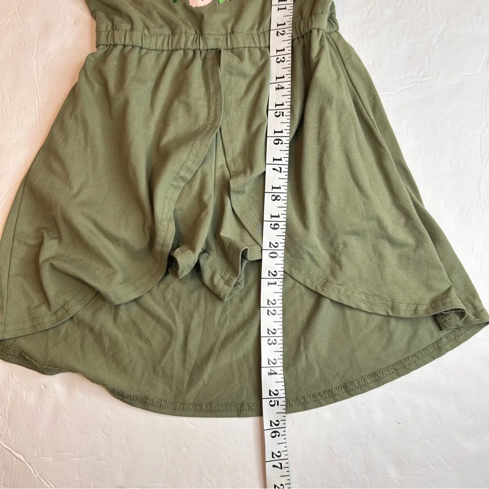 One Step Ahead Olive Sleeveless Top Romper with Pink Accents Size S /4